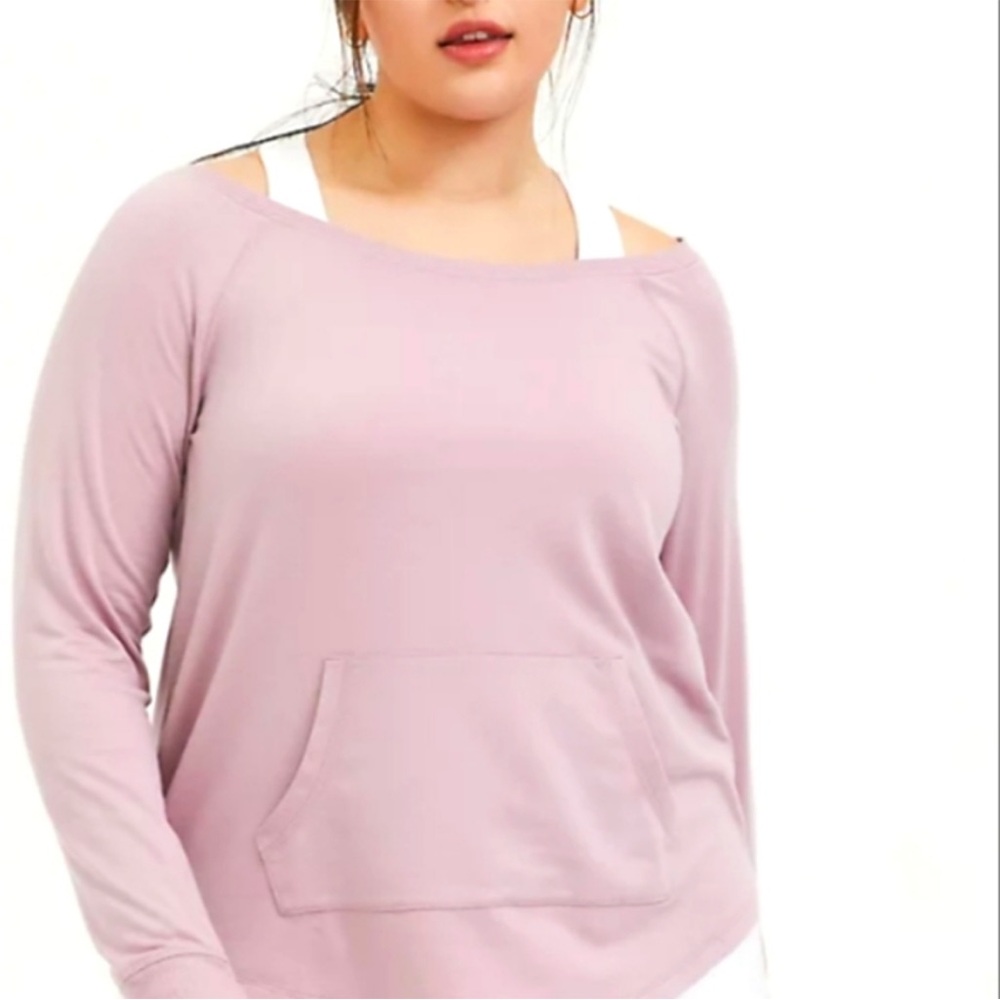 Torrid Active pink long sleeved tunic Top sweatshirt kangaroo pocket 3 3X